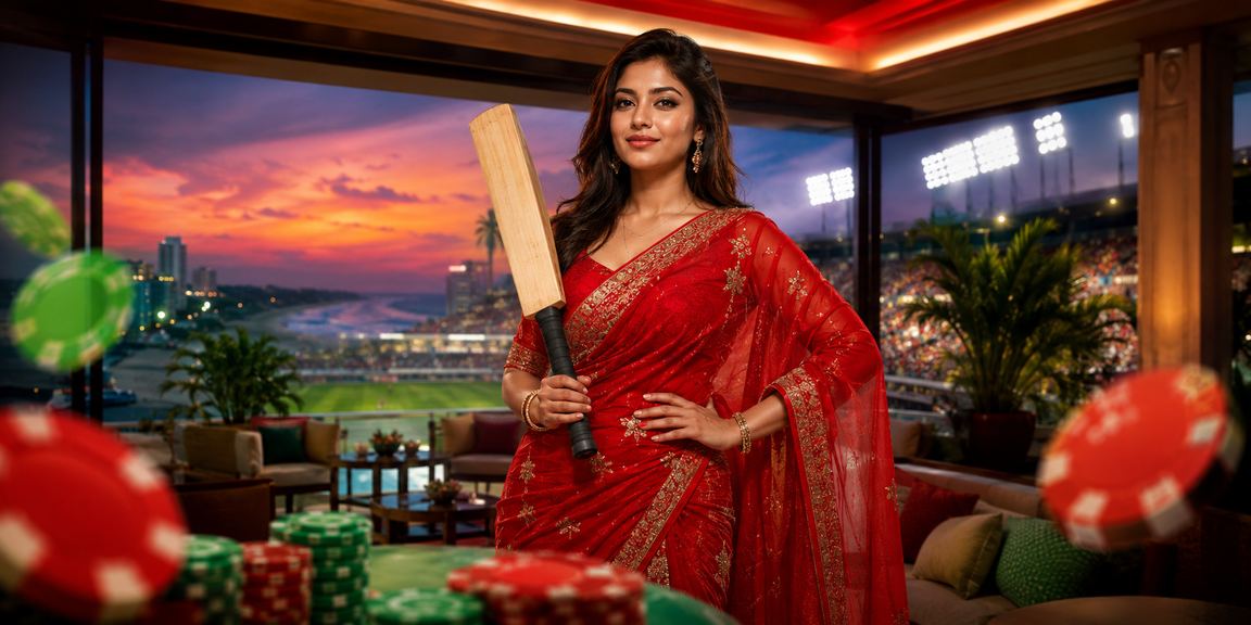 কক্সবাজারে ক্রিকেট বেটিং সাড়ি পরিহিত মডেল